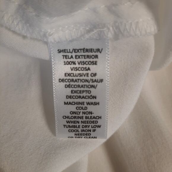 LOFT VISCOSE WOMEN'S L TOP WHITE EMBROIDERY 3/4 BELL SLEEVE PHEASANT BOHO - Picture 8 of 12